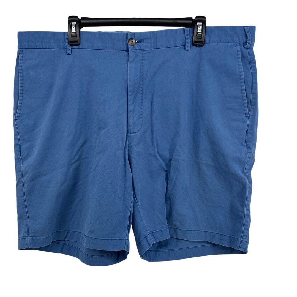 Peter Millar Mens Blue Pima Cotton‎ Spandex Flat Front Chino Shorts Size 42